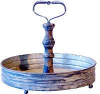 Distressed Metal Tray with Handle