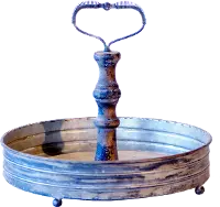 Distressed Metal Tray with Handle
