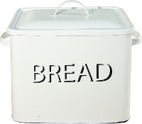 White Enamel Lidded Bread Box