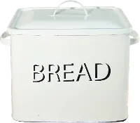 White Enamel Lidded Bread Box