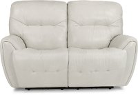 Icelandic White Leather-Match Power Reclining Loveseat - Blaise