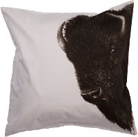 NGP12/BISON/PILLOW Black and White Bison Throw Pillow