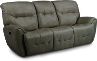 Stone Gray Leather-Match Power Reclining Sofa - Blaise