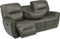 Stone Gray Leather-Match Power Reclining Sofa - Blaise-2