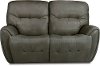 Stone Gray Leather-Match Power Reclining Loveseat - Blaise