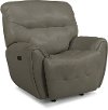 Stone Gray Leather-Match Power Glider Recliner - Blaise