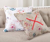 White Printed Floral Throw Pillow