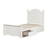 10506 Pure White Twin Bed Set with 3 Drawers (39 Inch) - Savannah -2