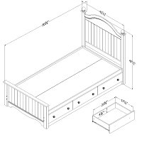 10508 Cherry Twin Bed Set with 3 Drawers (39 Inch) - Savannah -4