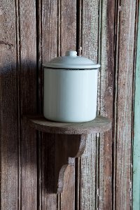 Antique Blue Enamel Lidded Canister