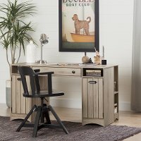 10287 Rustic Oak Craft Table with Storage - Artwork