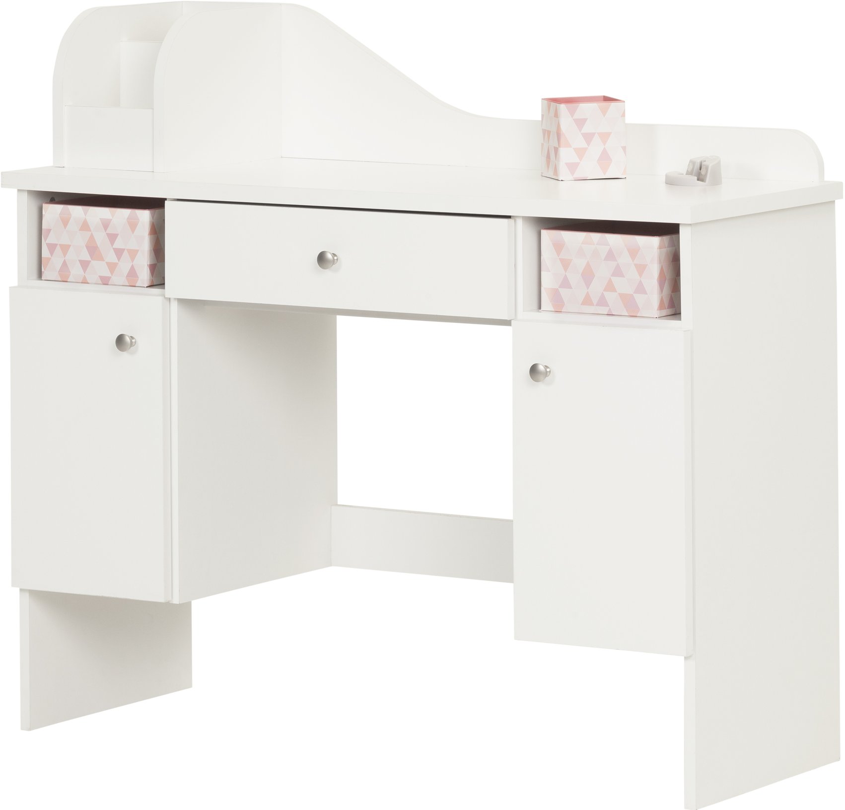 10081 Pure White Makeup Desk with Drawer - Vito-6