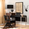 10390 Brown Walnut and Pure Black Desk with Storage - Tasko