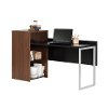 10390 Brown Walnut and Pure Black Desk with Storage - Tasko -2