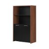 10392 Brown Walnut and Pure Black Storage Bookcase with Doors - Tasko -2