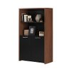 10392 Brown Walnut and Pure Black Storage Bookcase with Doors - Tasko -3