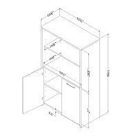 10392 Brown Walnut and Pure Black Storage Bookcase with Doors - Tasko -6