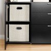 10391 Brown Walnut and Pure Black Storage Unit with File Drawer - Tasko -4