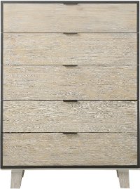 Contemporary Pearl White Chest of Drawers - Synchrony