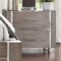 Contemporary Gray and Silver Nightstand - Buena Vista