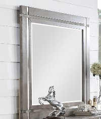 Contemporary Gray and Silver Mirror - Buena Vista