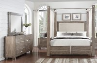 Contemporary Gray 7 Piece Queen Canopy Bedroom Set - Buena Vista