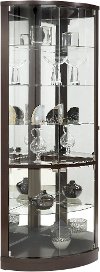 Dark Brown Curved Corner Curio Cabinet