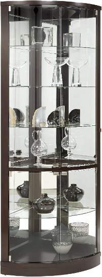 Dark Brown Curved Corner Curio Cabinet