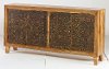 Brass and Natural Brocade Sideboard