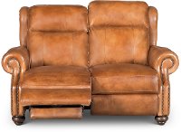 Whiskey Light Brown Leather Power Reclining Loveseat - Hancock