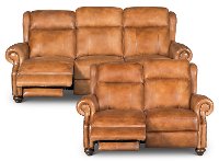 Whiskey Brown Leather Power Reclining Living Room Set - Hancock-3