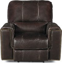 Clydesdale Dark Brown Leather-Match Power Recliner - Salinger