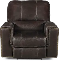 Clydesdale Dark Brown Leather-Match Power Recliner - Slinger
