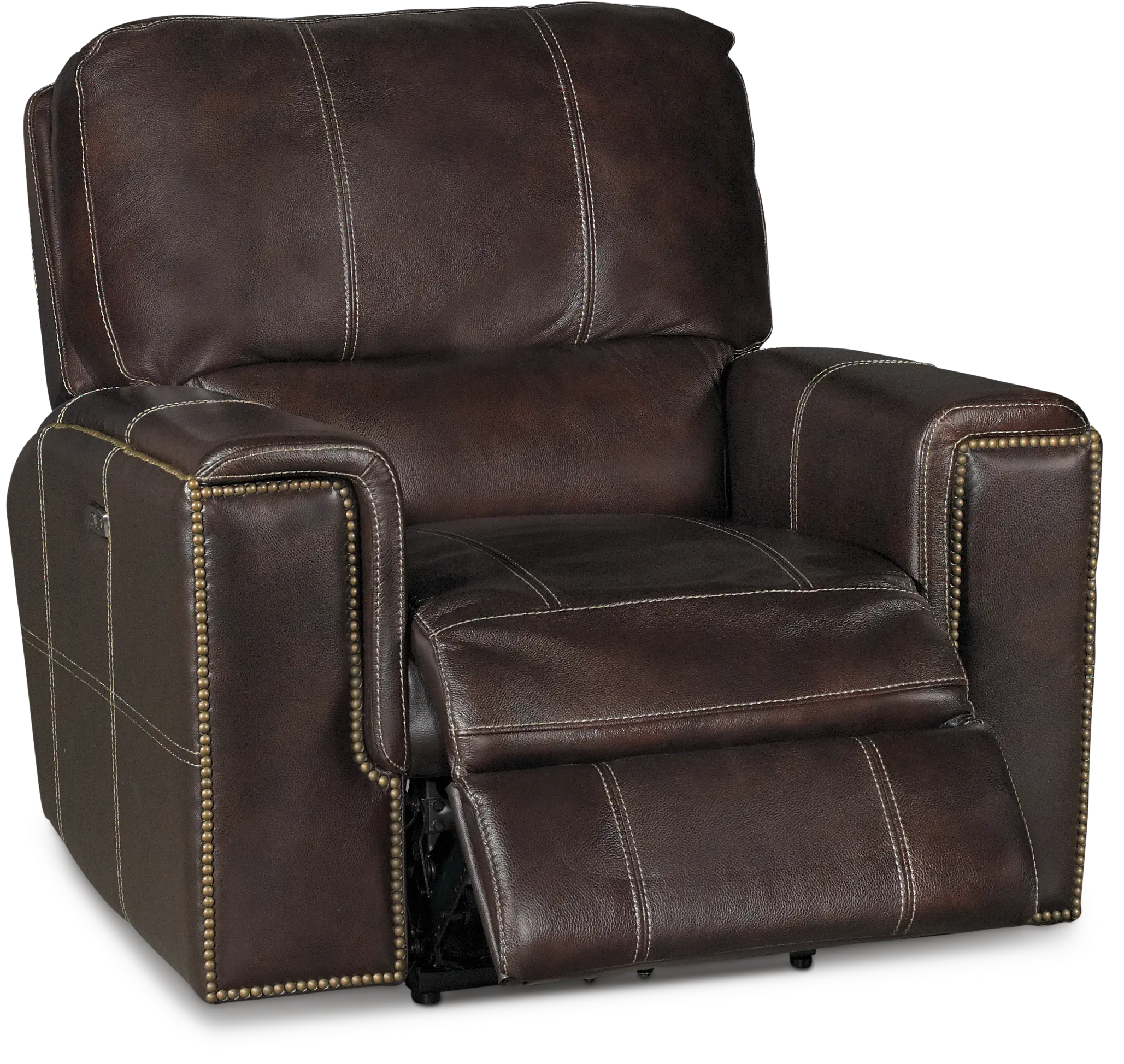 Clydesdale Dark Brown Leather-Match Power Recliner - Slinger-2