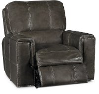 Twilight Charcoal Gray Leather-Match Power Recliner - Salinger-2