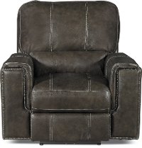 Twilight Charcoal Gray Leather-Match Power Recliner - Slinger