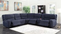 Indigo Blue 6 Piece Reclining Sectional Sofa - Rock Quarry-2