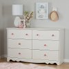 10078 Lily Rose White Wash 6 Drawer Dresser