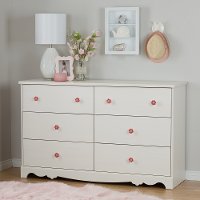 10078 White Wash 6-Drawer Dresser - Lily Rose