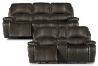 Midnight Brown Manual Reclining Living Room Set - Jamestown