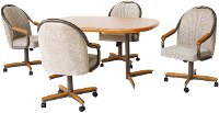5PC:HOLLY/DINING Oak 5 Piece Dining Set with Casters - Holly Collection