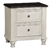 Weathered White Casual Traditional Nightstand - Carriage House