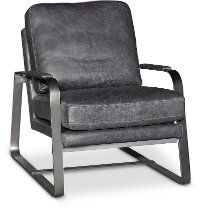 Charcoal Gray Leather Accent Chair - Wayne