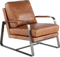 Saddle Brown Leather Accent Chair - Wayne