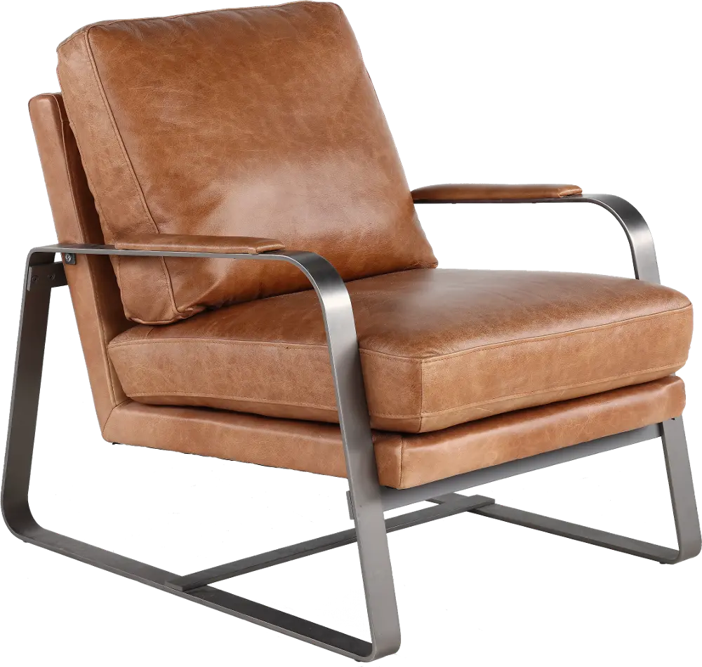 Wayne Saddle Brown Leather Accent Chair-1
