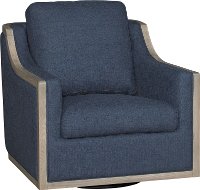 Midnight Navy Blue Swivel Barrel Accent Chair - Bayly