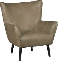 Mink Light Brown Leather-Match Wing Back Accent Chair - Jet