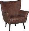 Clearance Brown Leather-Match Wing Back Accent Chair - Jet
