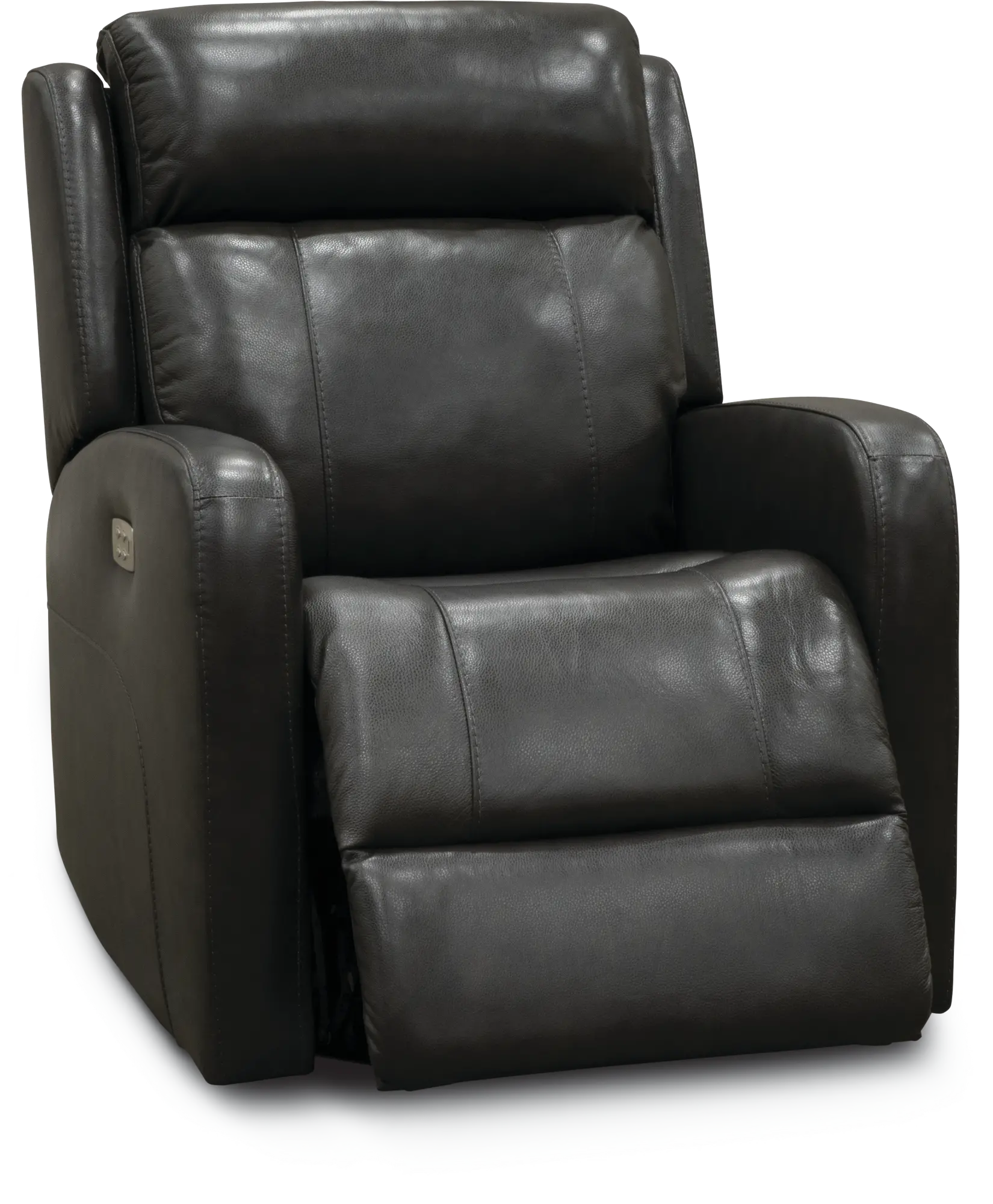 Gray Leather-Match Power Swivel Glider Recliner - Blair-1