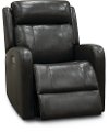 Gray Leather-Match Power Swivel Glider Recliner - Blair